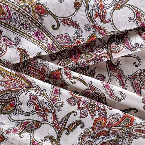 Вискоза с люрексом 009-00900 молочный принтованный