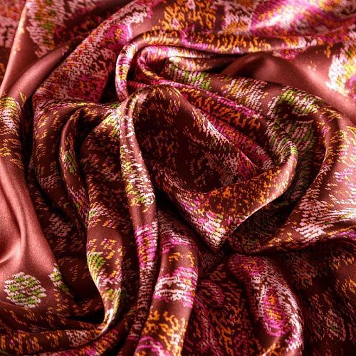 Шелк натуральный К27-047 бордовый принтованный