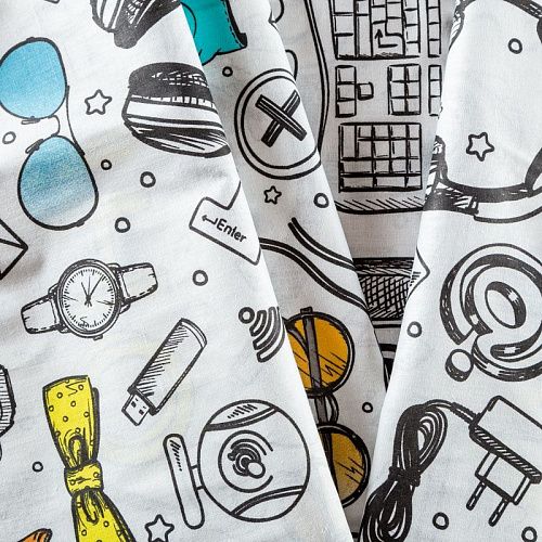 Перкаль 007-03499 белый принтованный