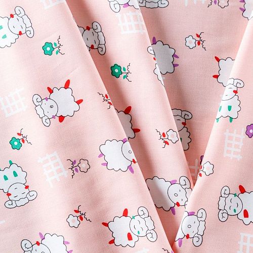 Штапель 069-08254 разбеленный персиковый принтованный