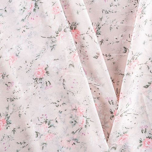 Креп-шифон 027-01448 пудровый принтованный