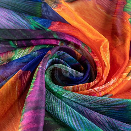 Шифон К33-248 синий принтованный