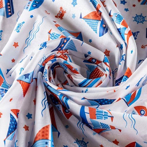 Ситец 007-00703 белый принтованный