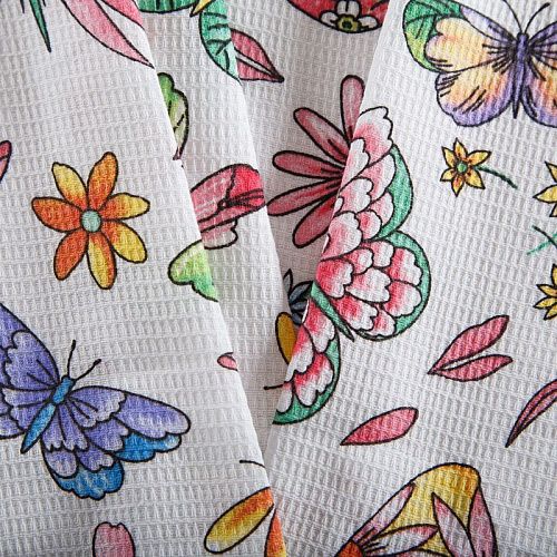 Полотно вафельное 007-15296 белый принтованный