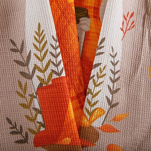 Полотно вафельное 007-15302 бежевый принтованный