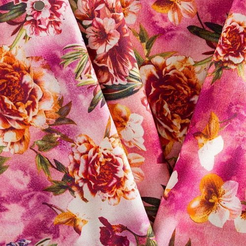 Шерсть плательная 066-02268 розовый принтованный