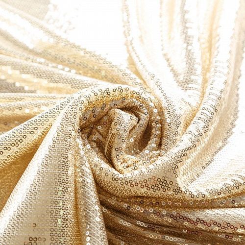 Пайетки на трикотаже 055-08984 светлое золото однотонный