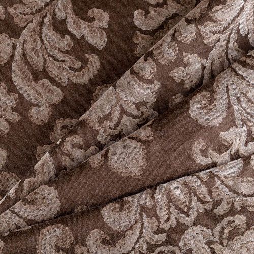 Ткань портьерная лен Т274-02-11 молочный шоколад жаккардовый