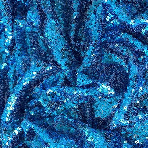 Ткань с пайетками К28-185 ярко-голубой однотонный