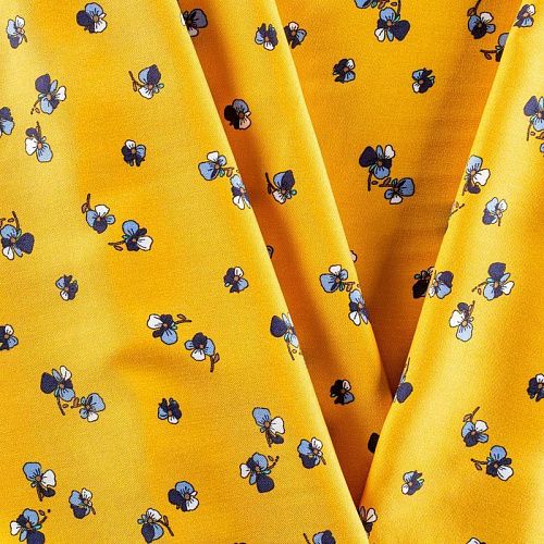 Твил-штапель 069-01867 шафрановый принтованный