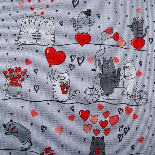 Полотно вафельное 007-13892 серый принтованный