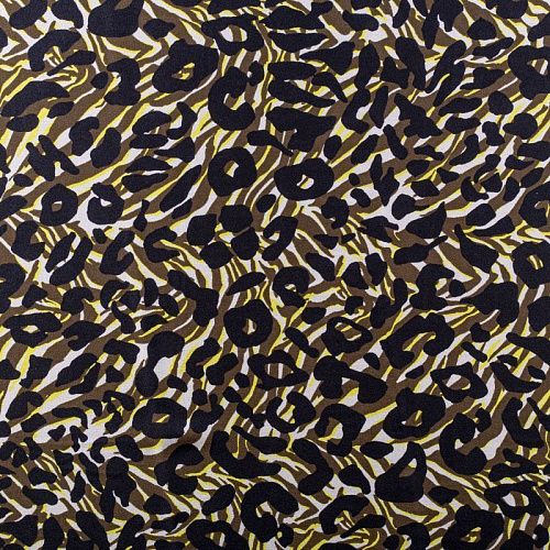 Крепдешин натуральный К18-467 хаки принтованный