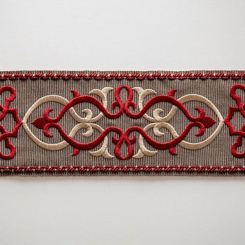 Бордюр жаккардовый 7 см 0000-357-104-018 темно-серый с красным