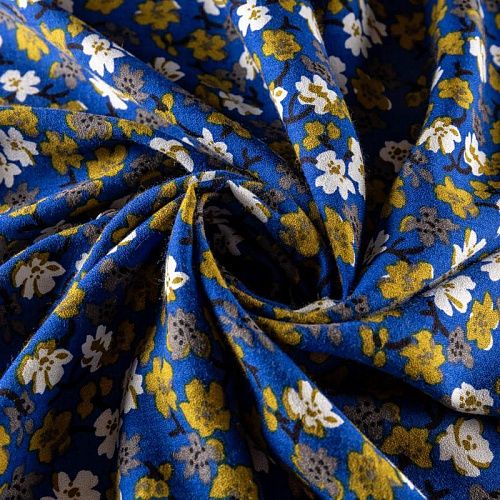 Креп К36-104 васильковый принтованный