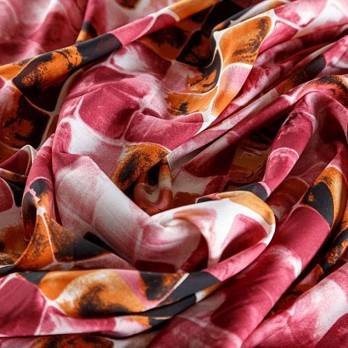 Креп-шифон К1-235 молочно-розовый принтованный