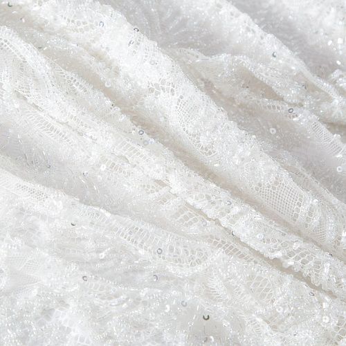 Шантильи с вышивкой и бисером 031-19787 теплый белый