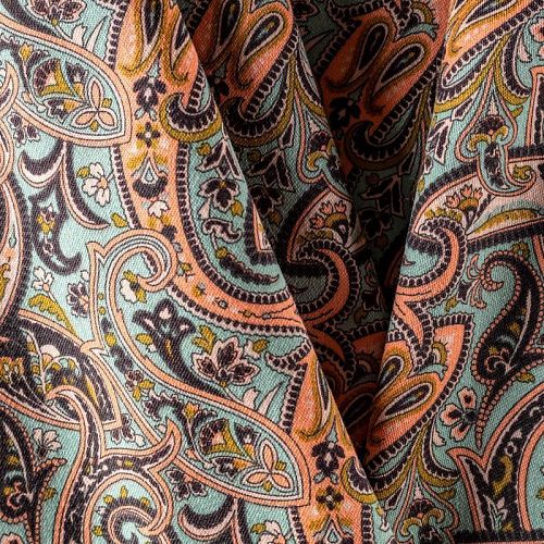 Шерсть плательная К36-058 бирюзово-зеленый принтованный