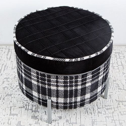 Пуф круглый D 57см  H 47 см черный бархат 521333 