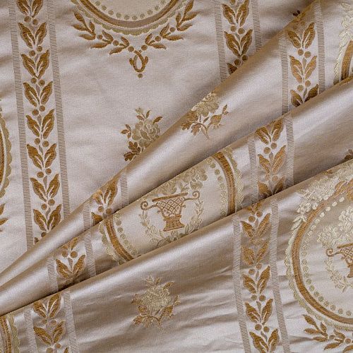 Ткань портьерная жаккард Т274-02-26 сливочно-золотой