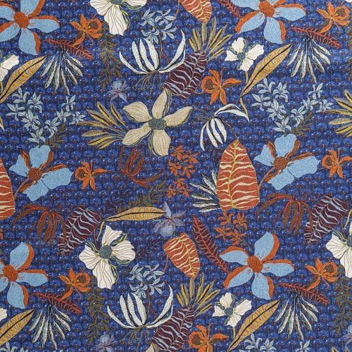 Вискоза 009-08626 темно-синий принтованный