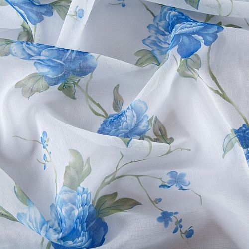 Тюль лен h-280 см 05-01-10474 белый принтованный