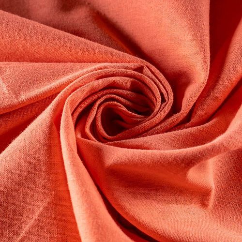 Лен натуральный К33-1761 коралловый однотонный