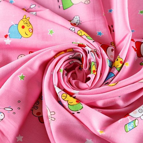 Штапель 069-08271 розовый принтованный