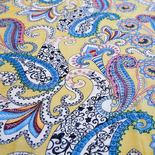 Хлопок-вуаль К33-142 желтый принтованный