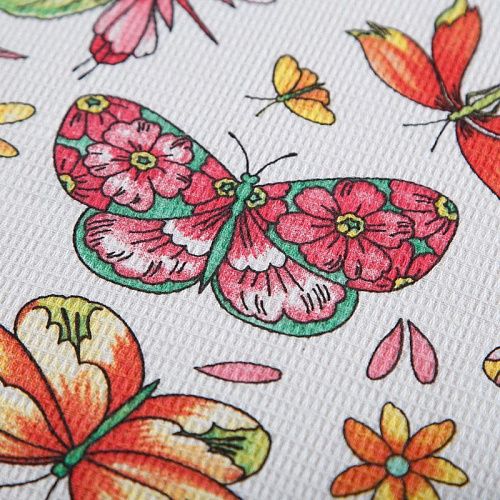 Полотно вафельное 007-15296 белый принтованный