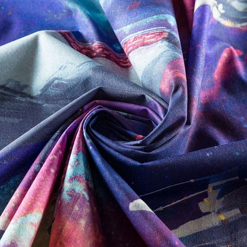 Перкаль 007-03498 синий принтованный