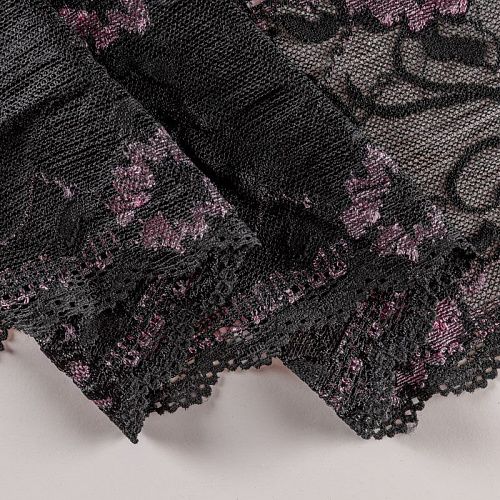 Кружево эластичное 150 мм Ф01-0157 черно-розовый