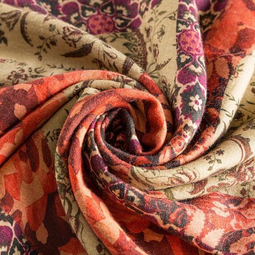 Шерсть плательная 066-02264 бежевый принтованный