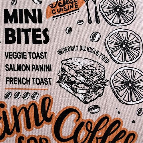 Полотно вафельное 007-11023 бежевый принтованный