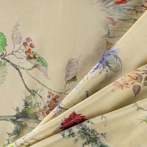 Крепдешин натуральный К01-0016 дынный принтованный