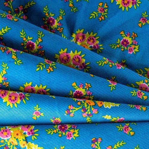 Вельвет К36-057 ярко-синий принтованный