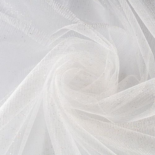 Фатин с напылением К33-946 молочный однотонный