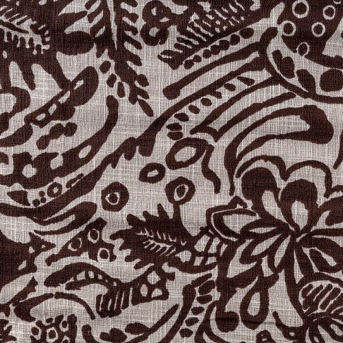 Лен натуральный К36-091 молочный принтованный