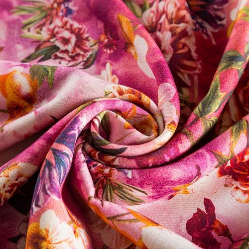 Шерсть плательная 066-02268 розовый принтованный