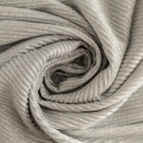 Трикотаж гофре с люрексом К33-523 серебристый