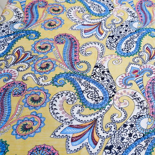 Хлопок-вуаль К33-142 желтый принтованный