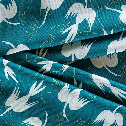 Твил-штапель 069-00953 темно-бирюзовый принтованный