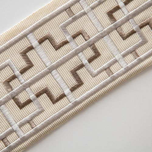 Бордюр жаккардовый 7 см 0000-357-104-006 молочным с серым