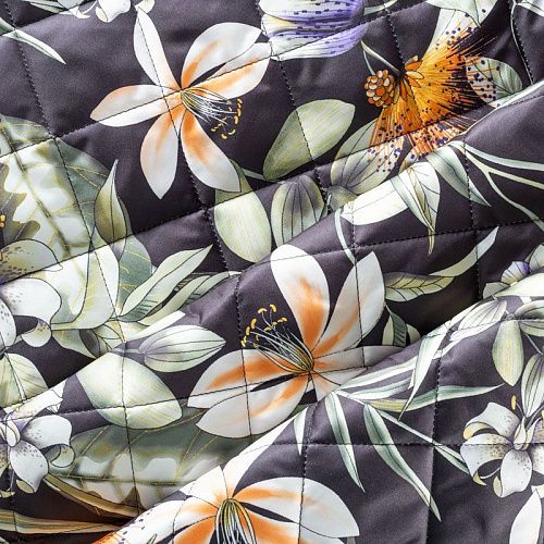 Ткань курточная 033-01987 черный принтованный