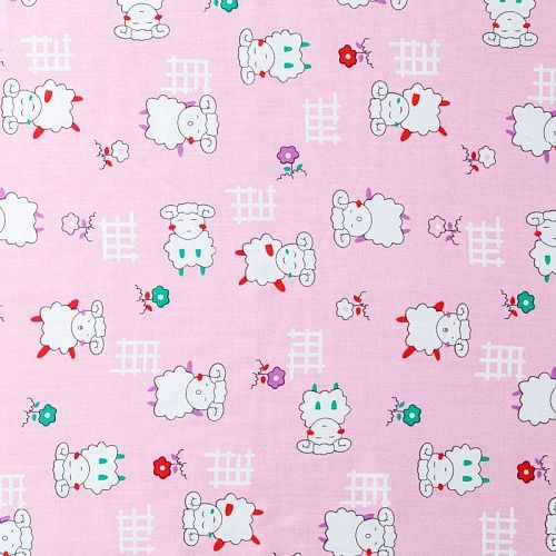 Штапель 069-08253 розовый принтованный