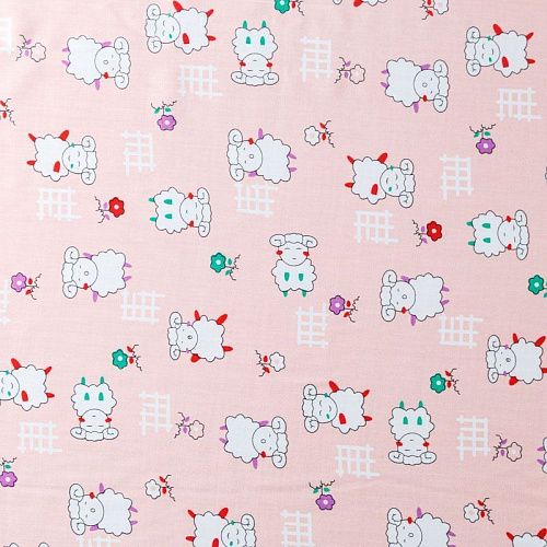 Штапель 069-08254 разбеленный персиковый принтованный