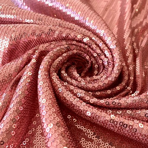 Ткань с пайетками К28-019 розовый однотонный