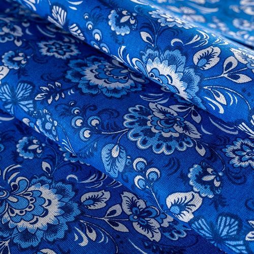 Бязь 007-00688 васильковый принтованный