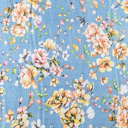 Вискоза "Лоренцо" 036-08375 голубой принтованный