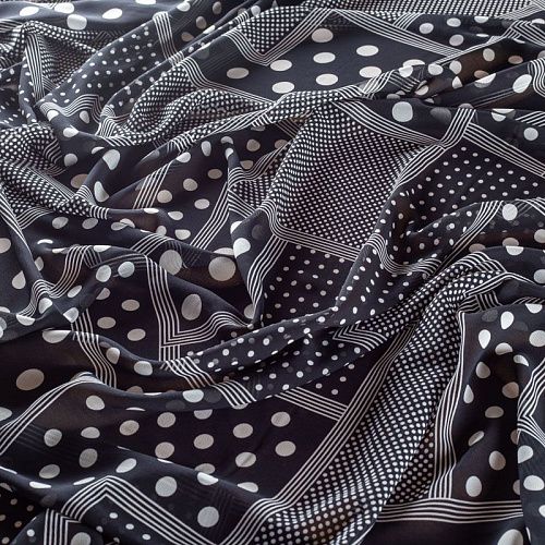 Креп-шифон 027-01417 черный принтованный