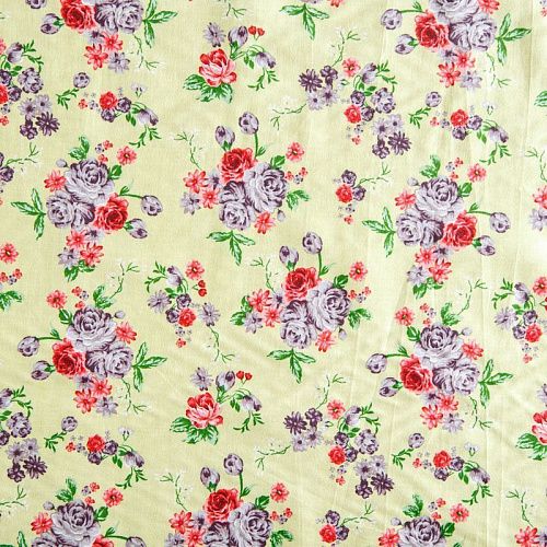 Хлопок 063-02052 лаймовый крем принтованный